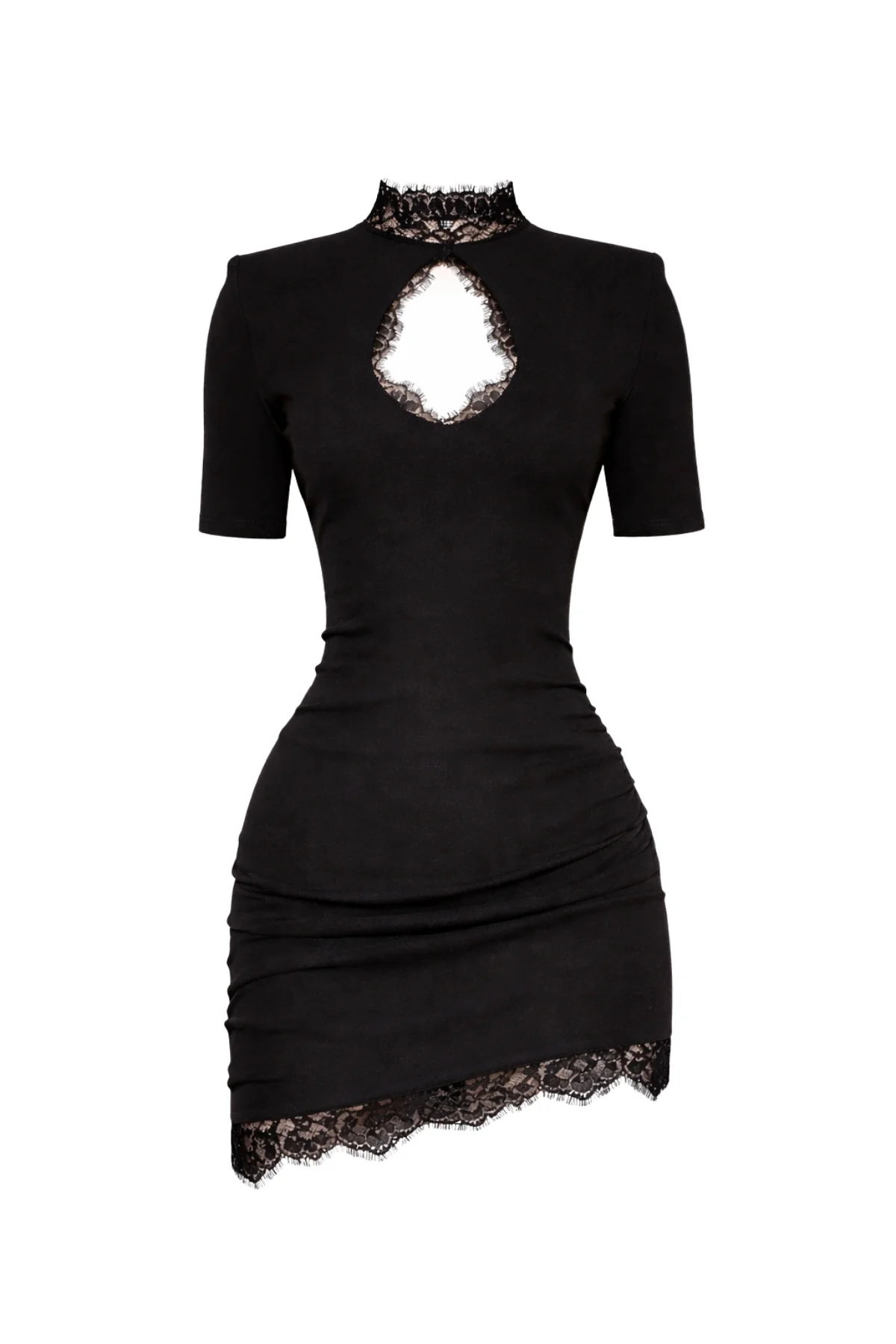 AMAYA Black Lace Cut Out Mini Dress - Image 9