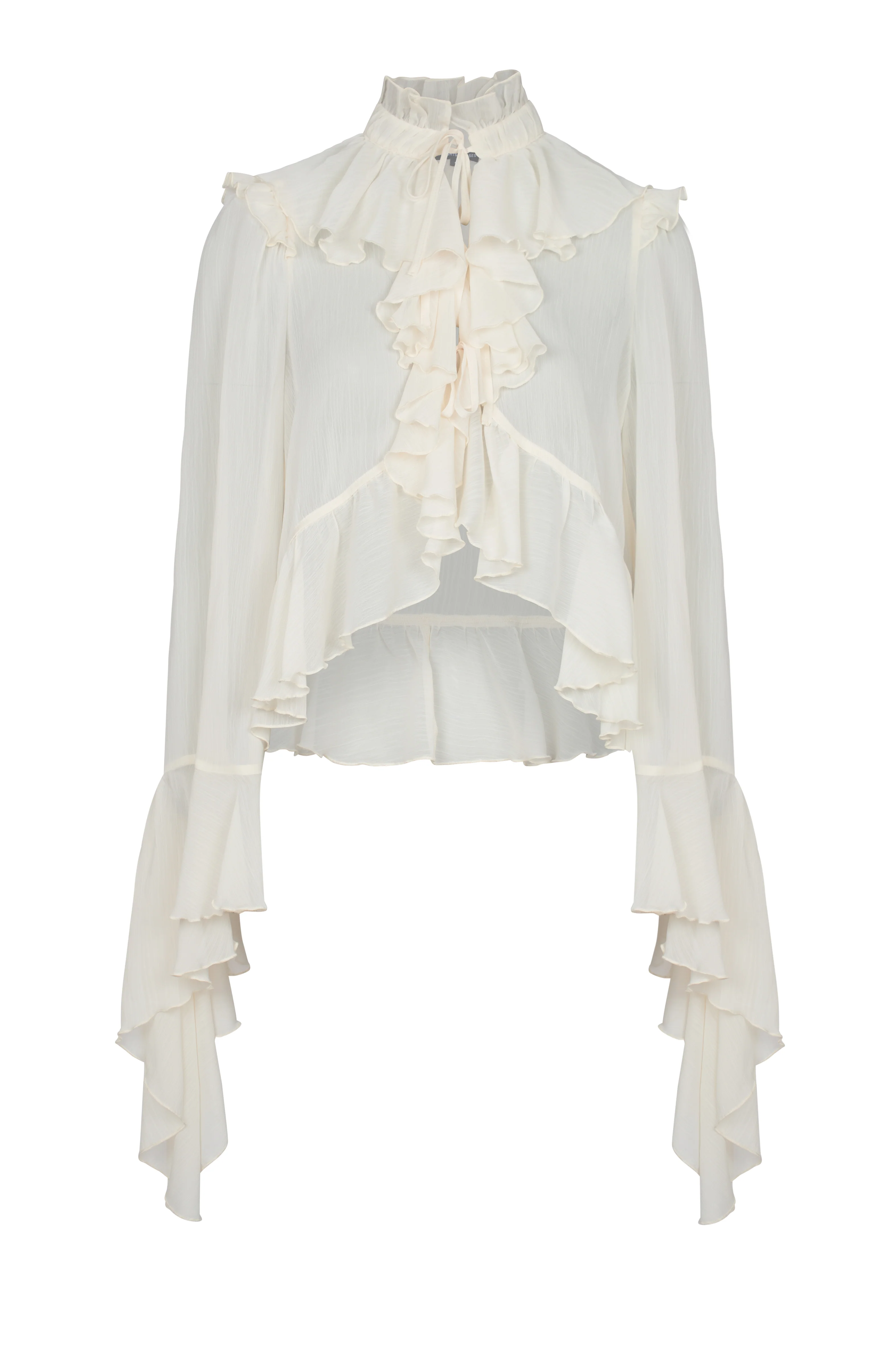 ARABELLA Cream Tie Ruffle Shirt - Image 8