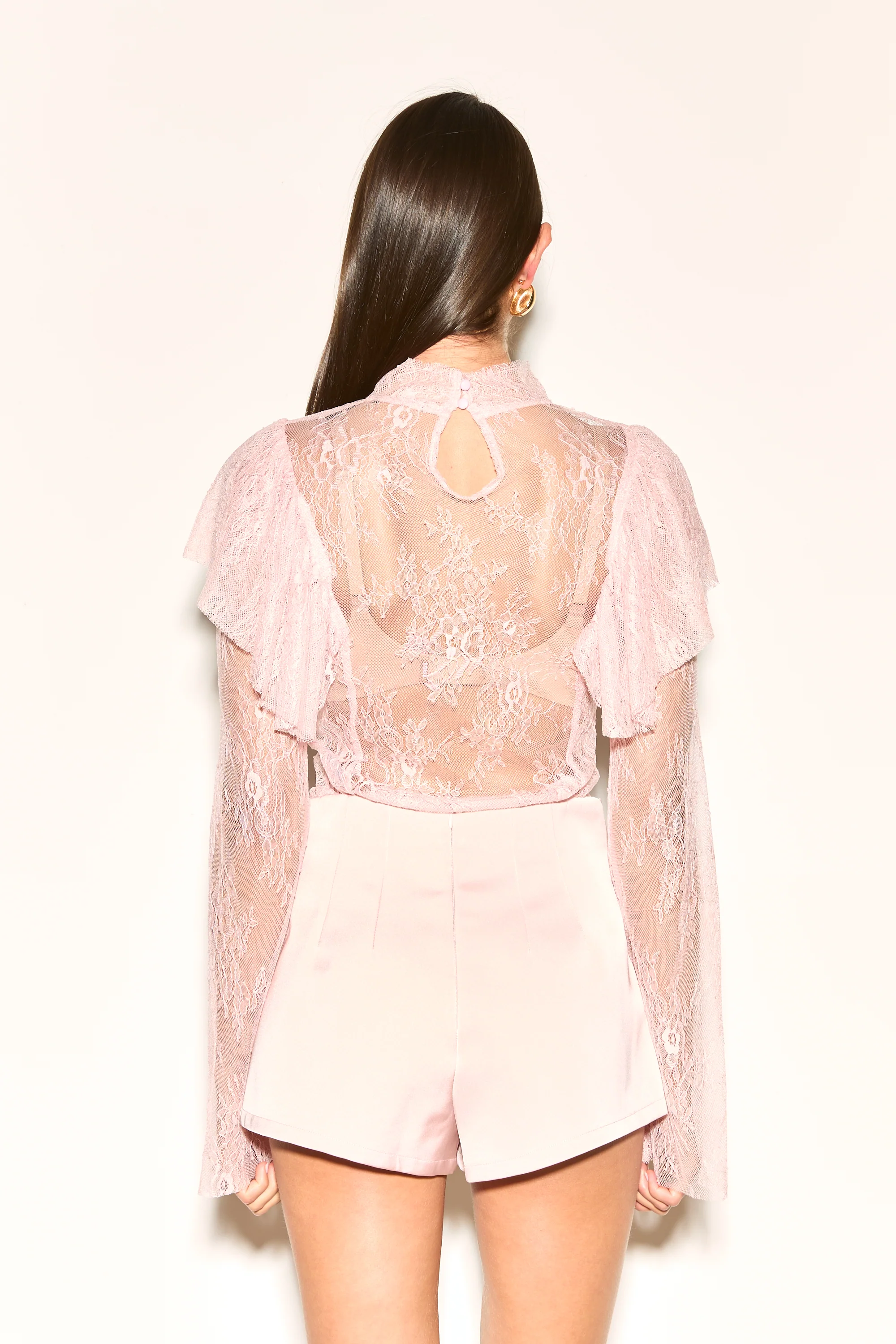 BLANCA Blush Pink Satin High Waisted Shorts - Image 5