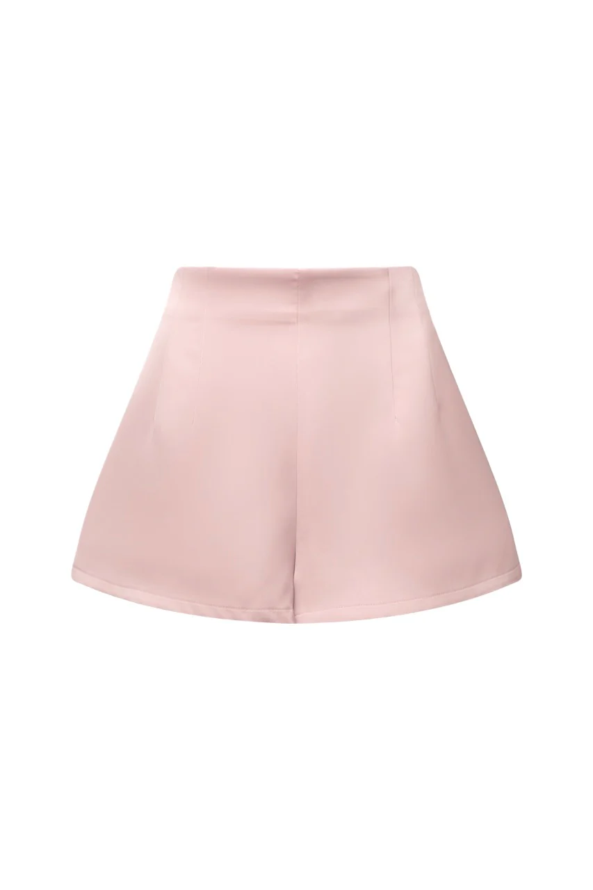 BLANCA Blush Pink Satin High Waisted Shorts - Image 6