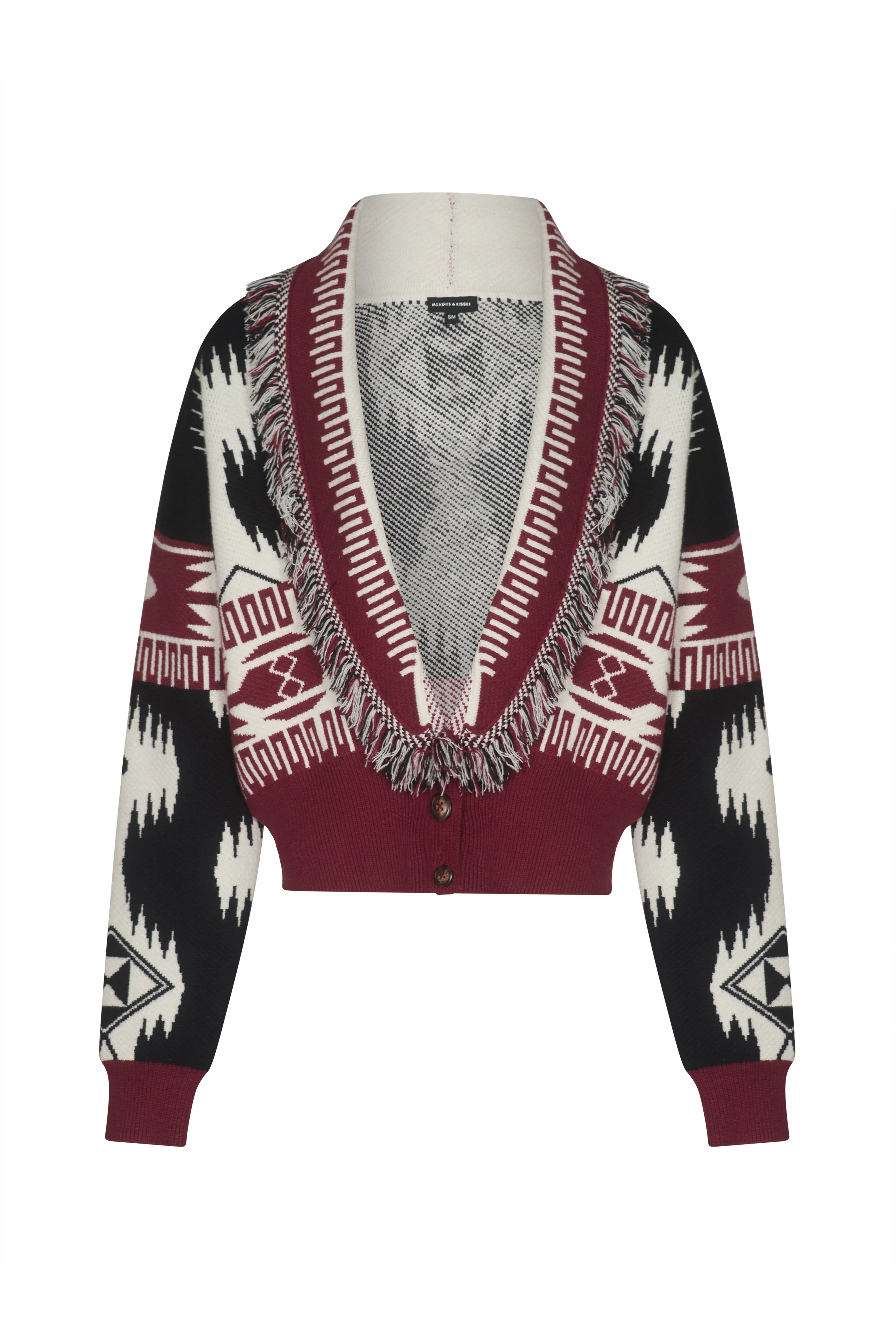 CASSIA Black Aztec Short Cardigan - Image 8