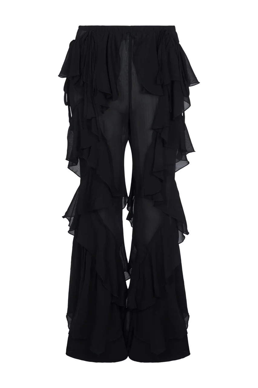 CELIA Black Ruffle Flared Trousers - Image 8