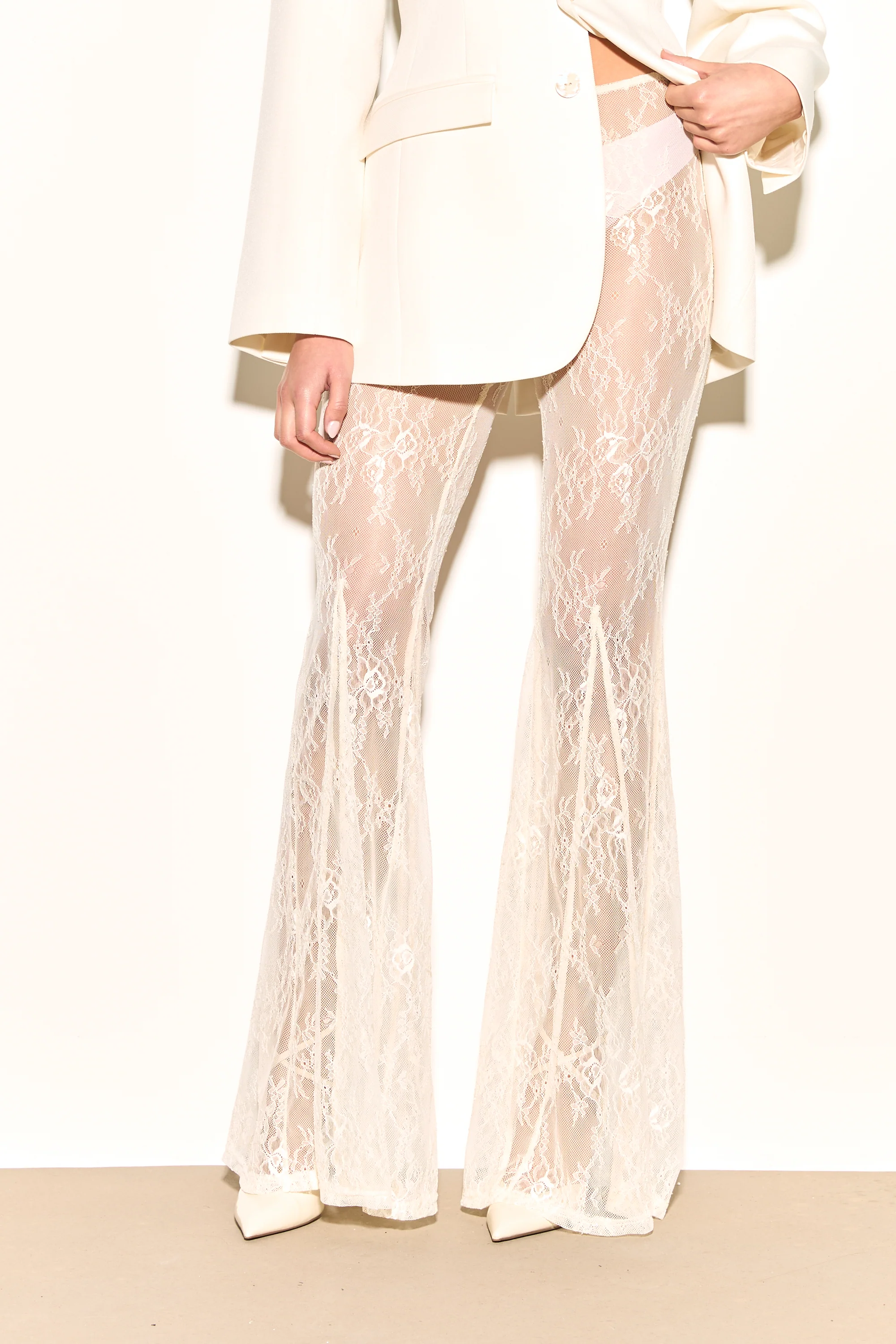 DAKOTA Cream Lace Flared Trouser - Image 5