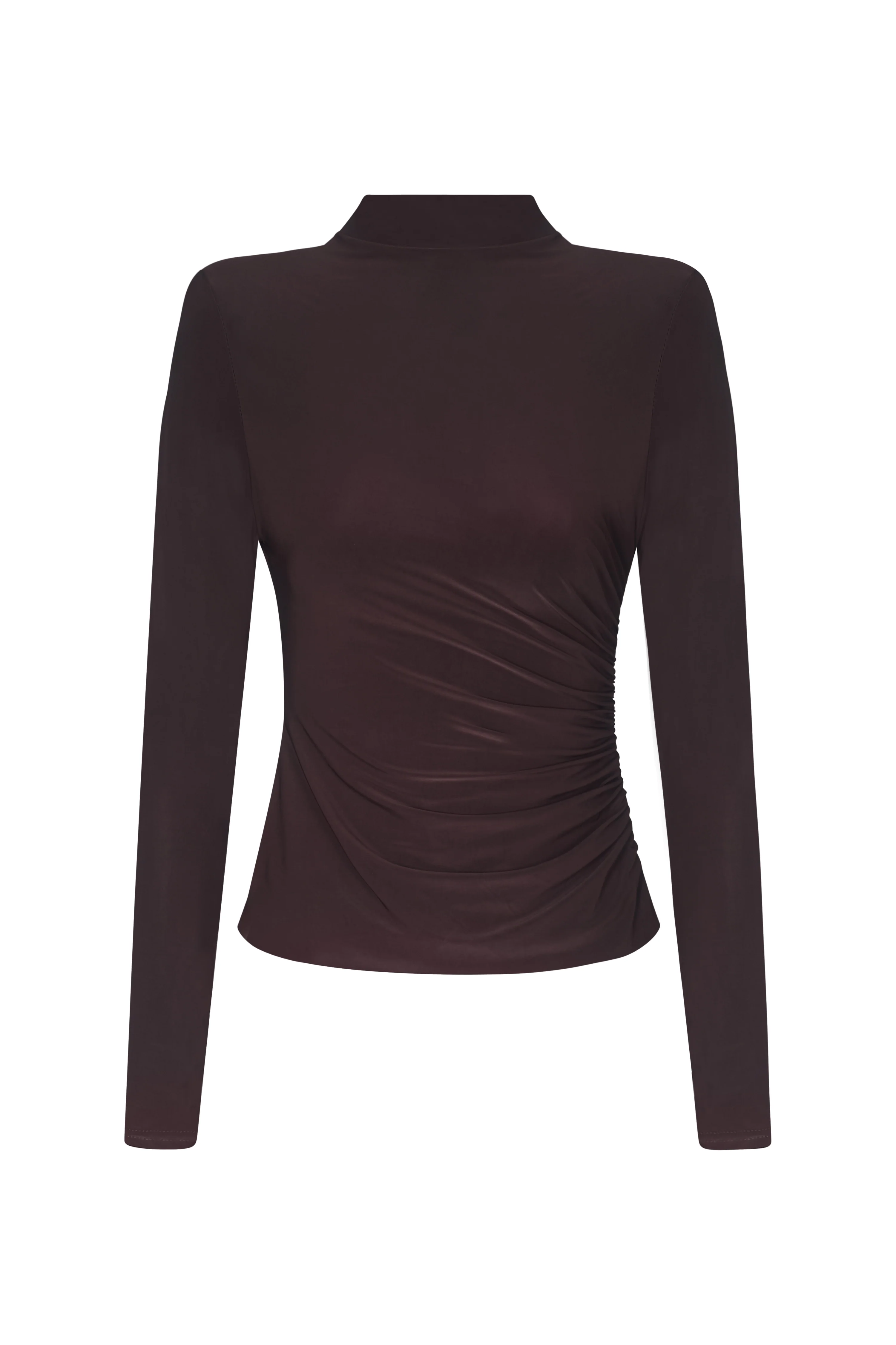 ELLE Brown Stretch Shoulder Pad Top - Image 6