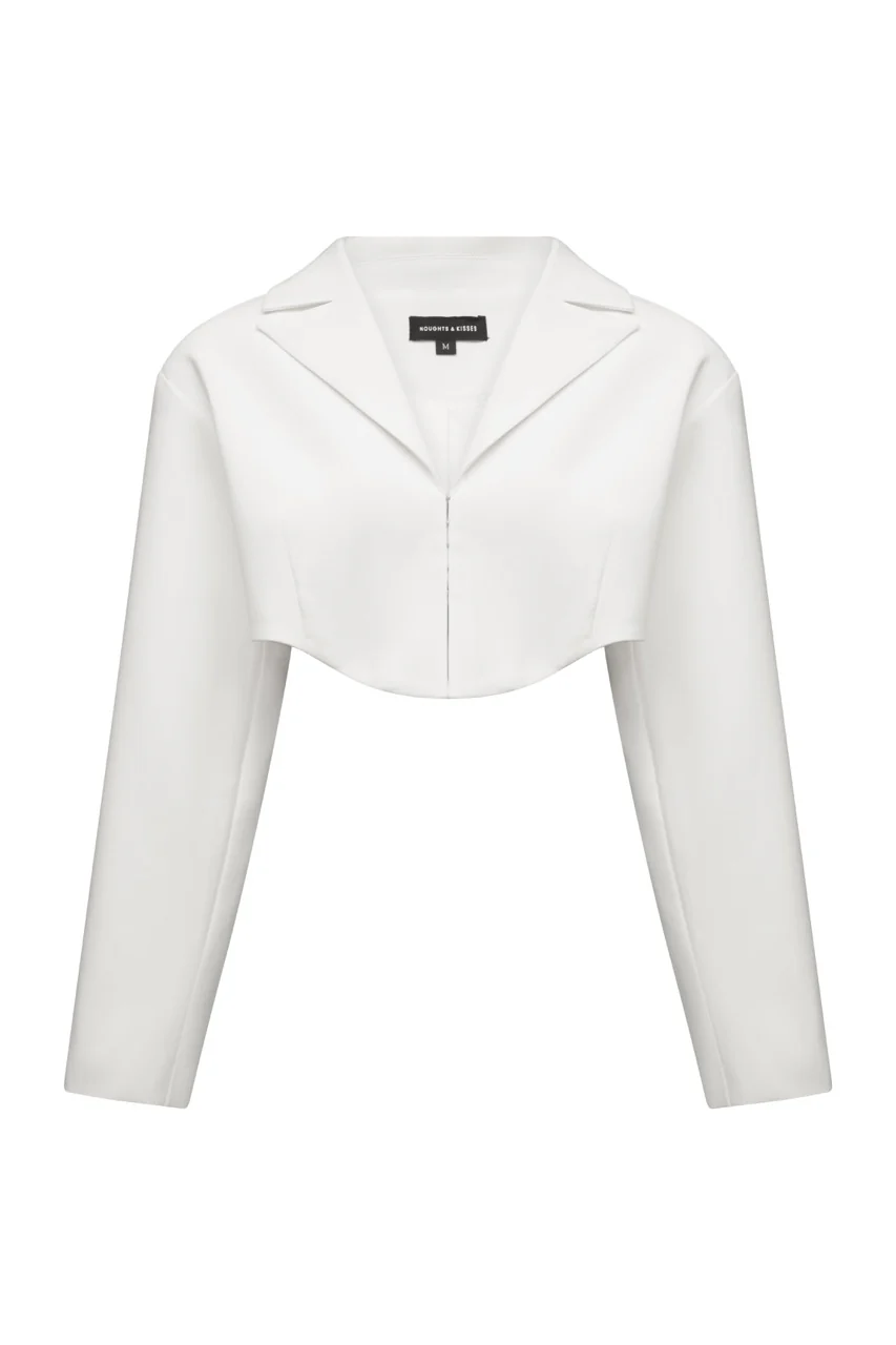 ENYA White Cropped Blazer - Image 7