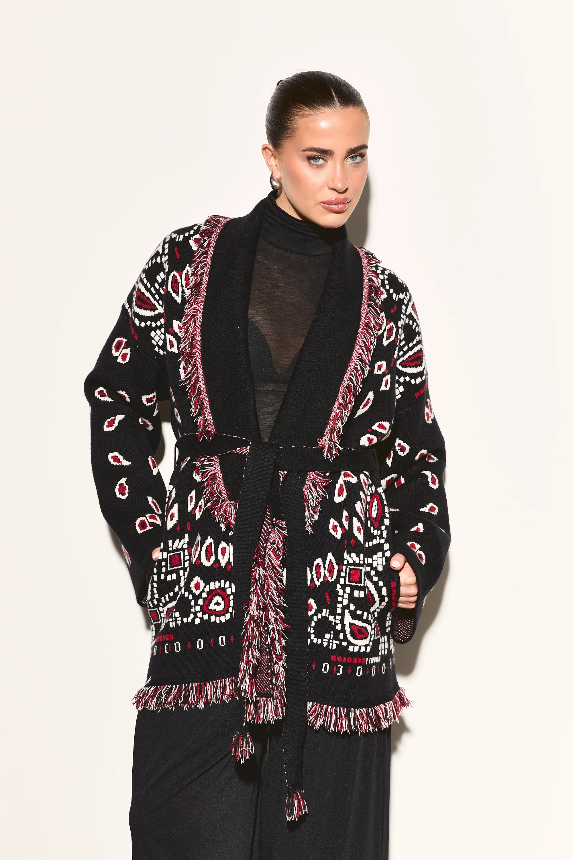 JAYLA Black Paisley Long Cardigan - Image 3