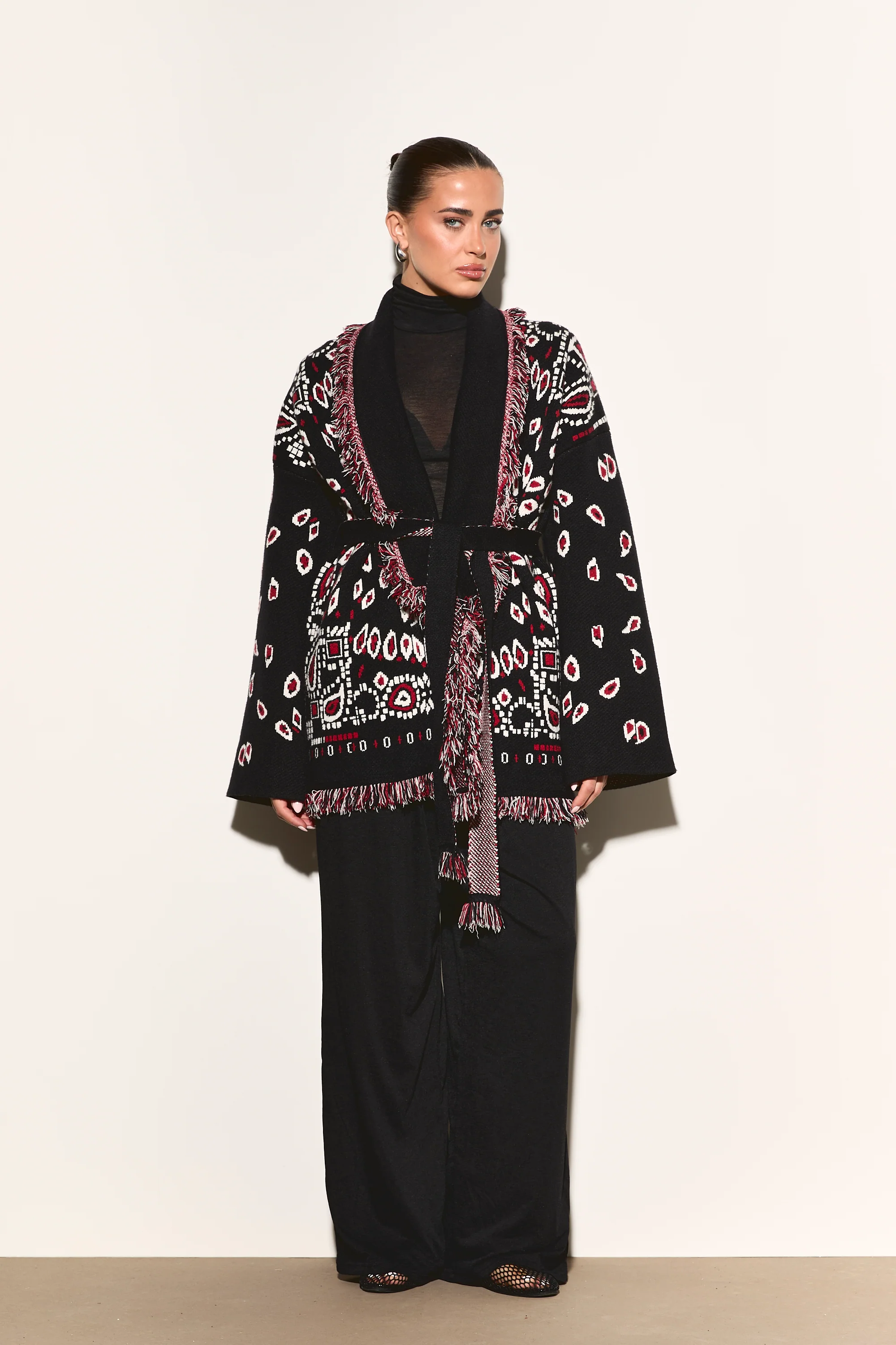 JAYLA Black Paisley Long Cardigan - Image 4