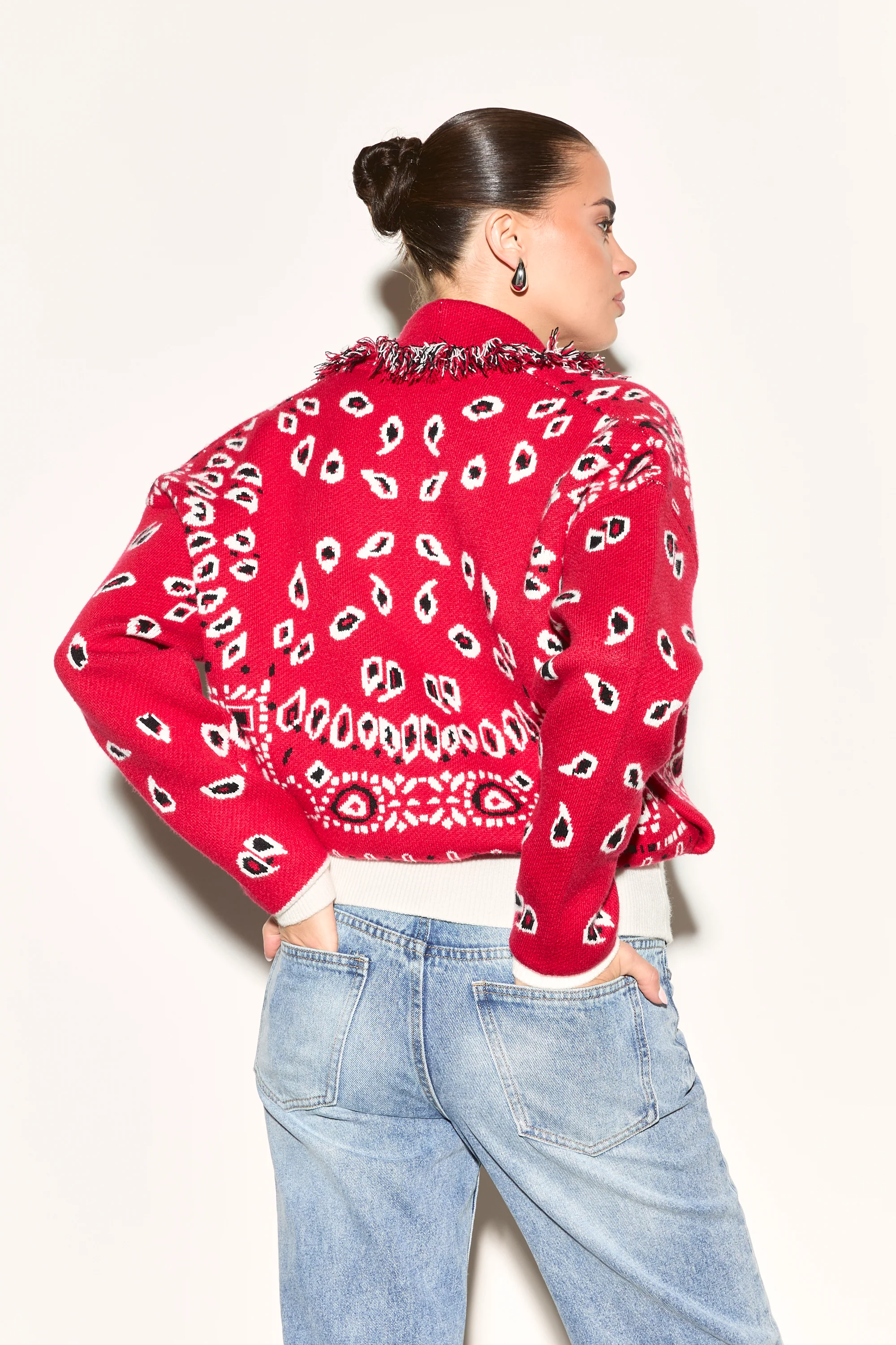 LANA Red Paisley Short Cardigan - Image 8