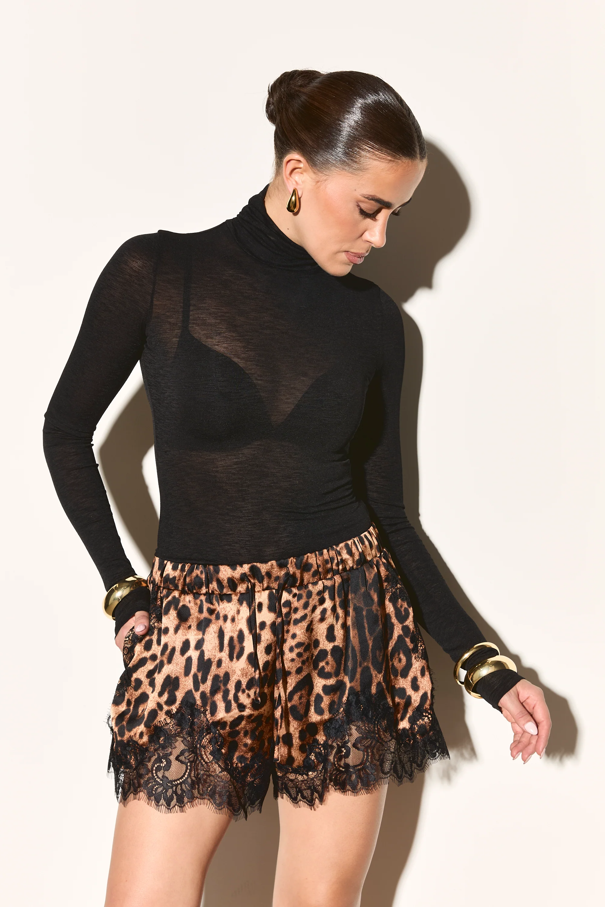 LEOLA Leopard Print Lace Shorts - Image 5