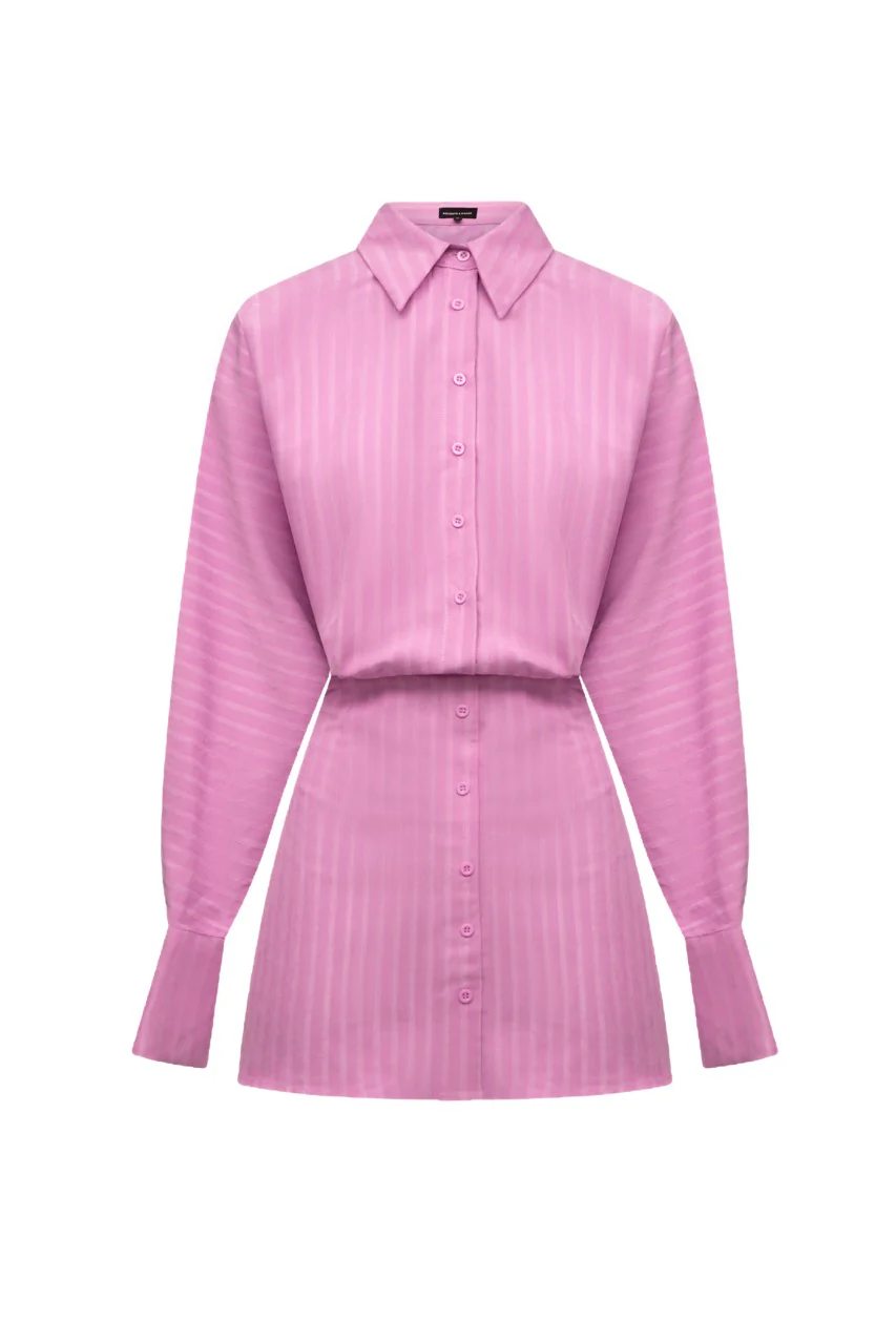LEONE Pink Stripe Shirt Dress - Image 8