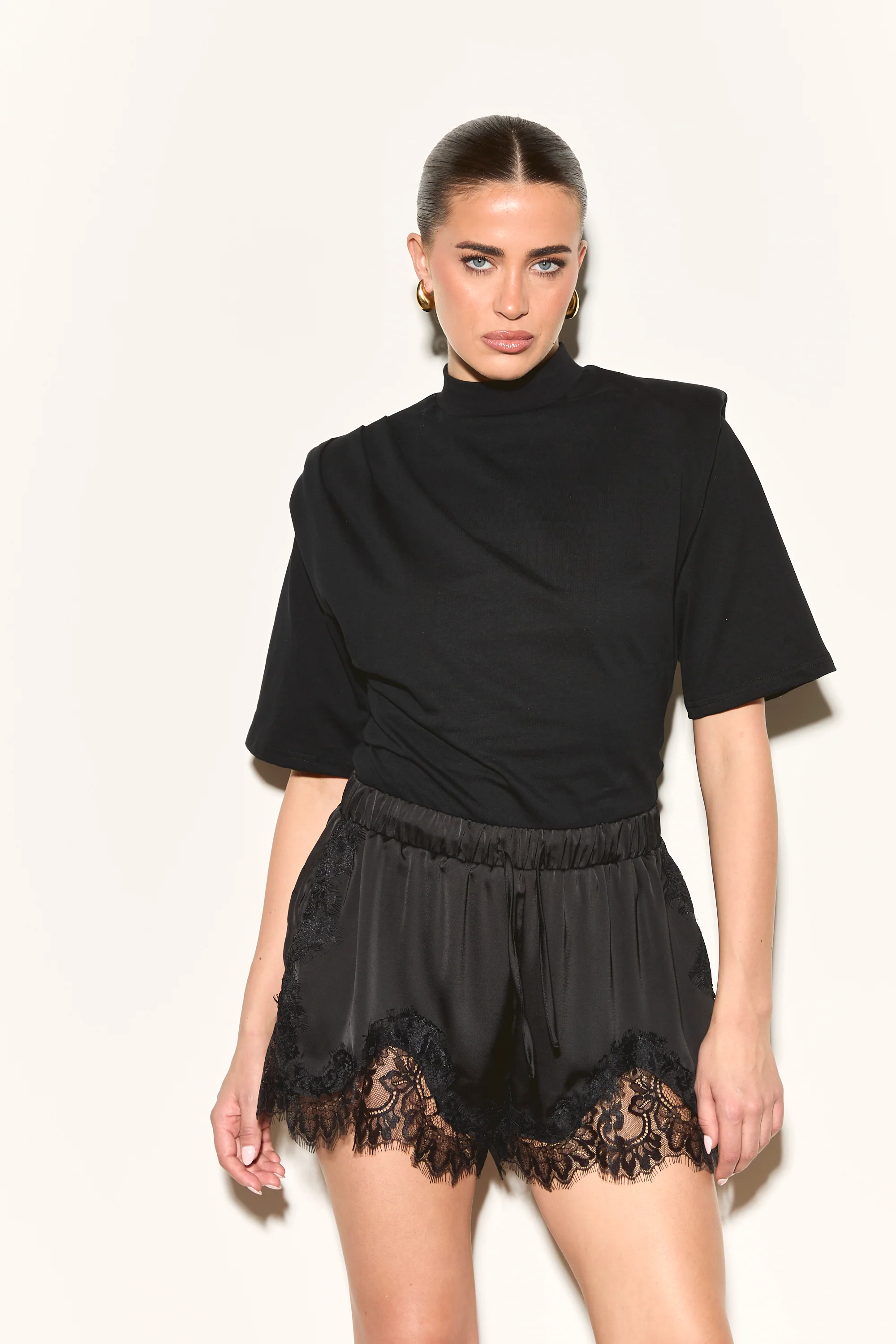 LILLIE Black Shoulder Pad T-Shirt - Image 3