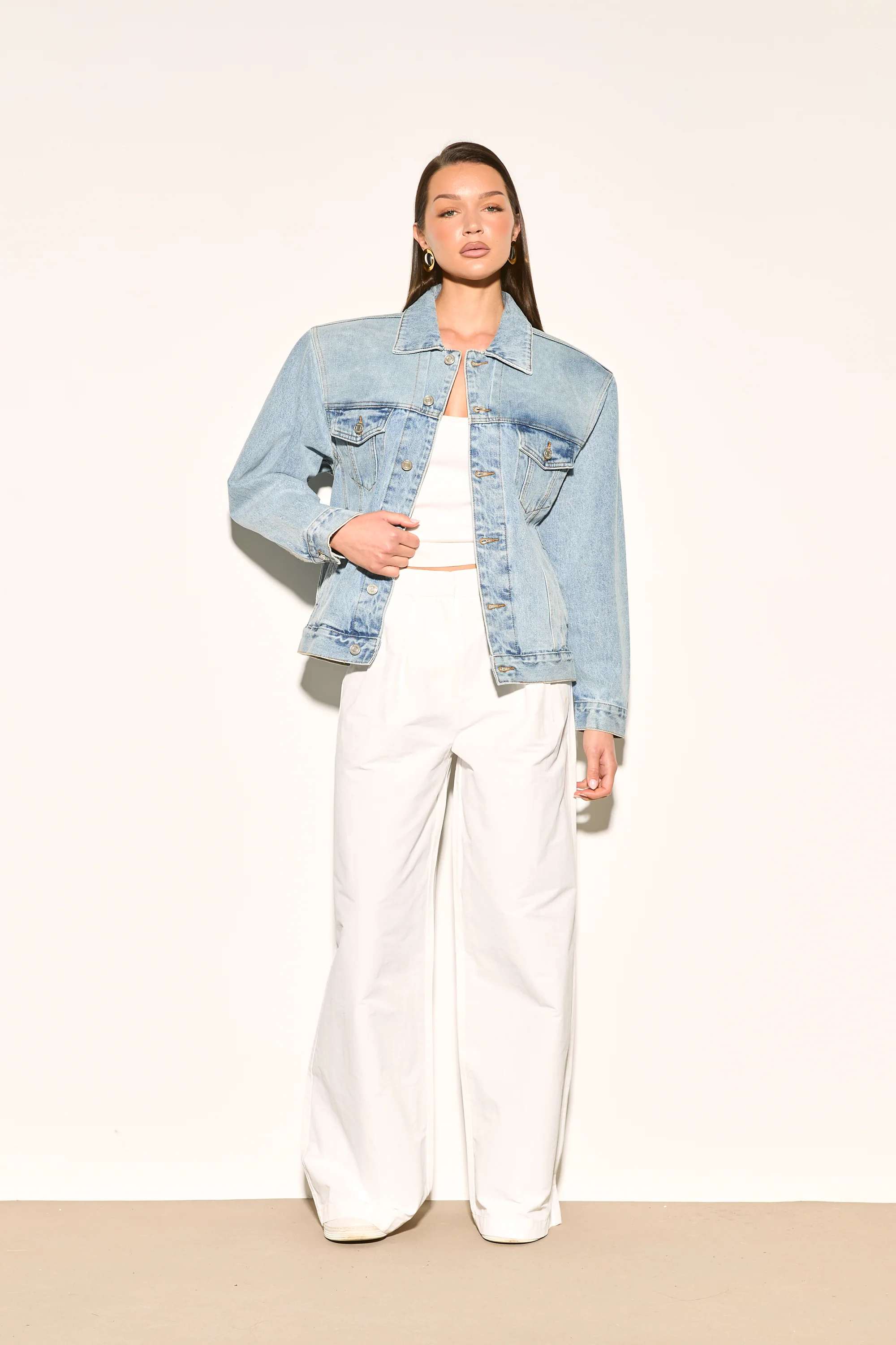 SIANNA Structured Shoulder Denim Jacket - Image 5