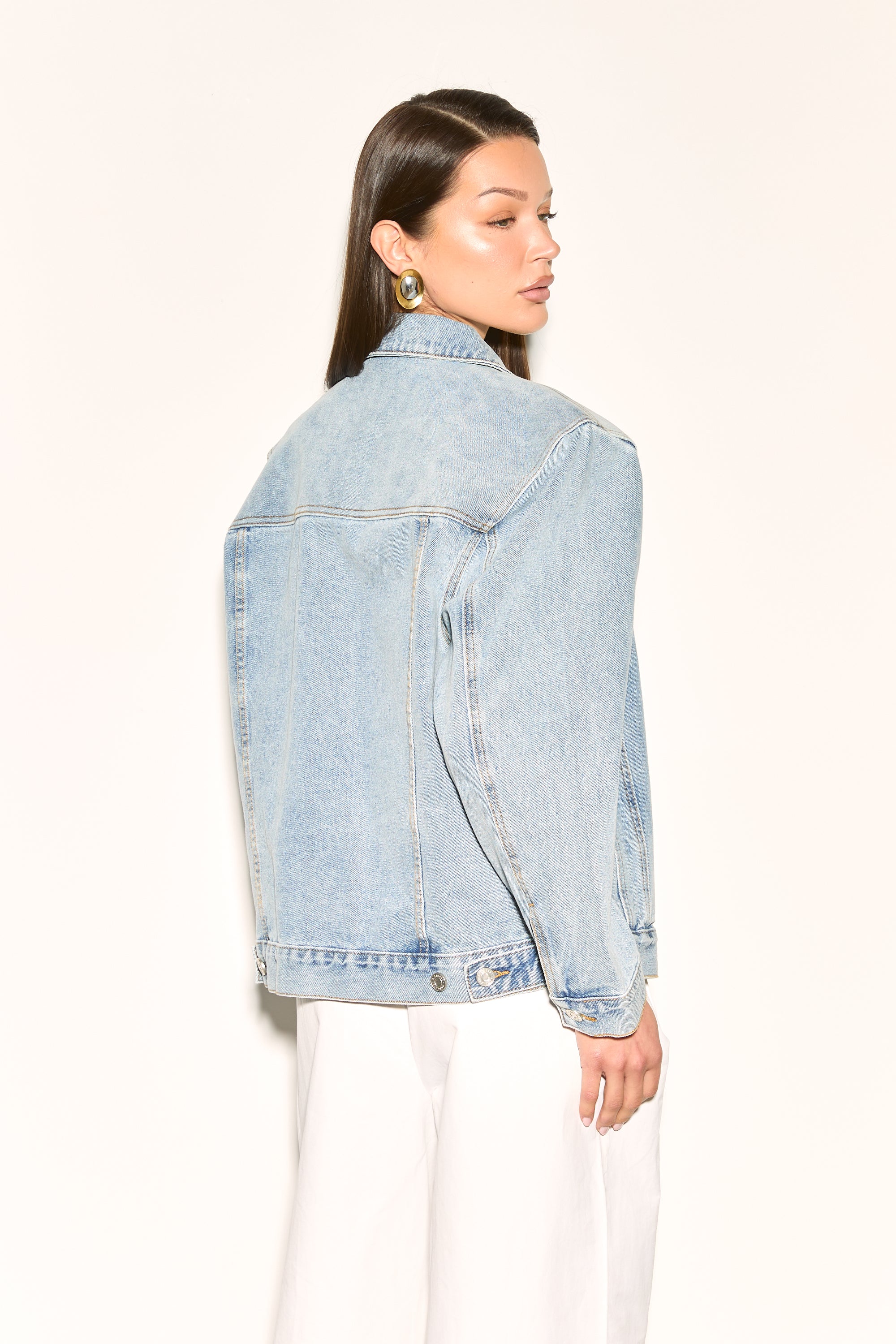 SIANNA Structured Shoulder Denim Jacket - Image 6
