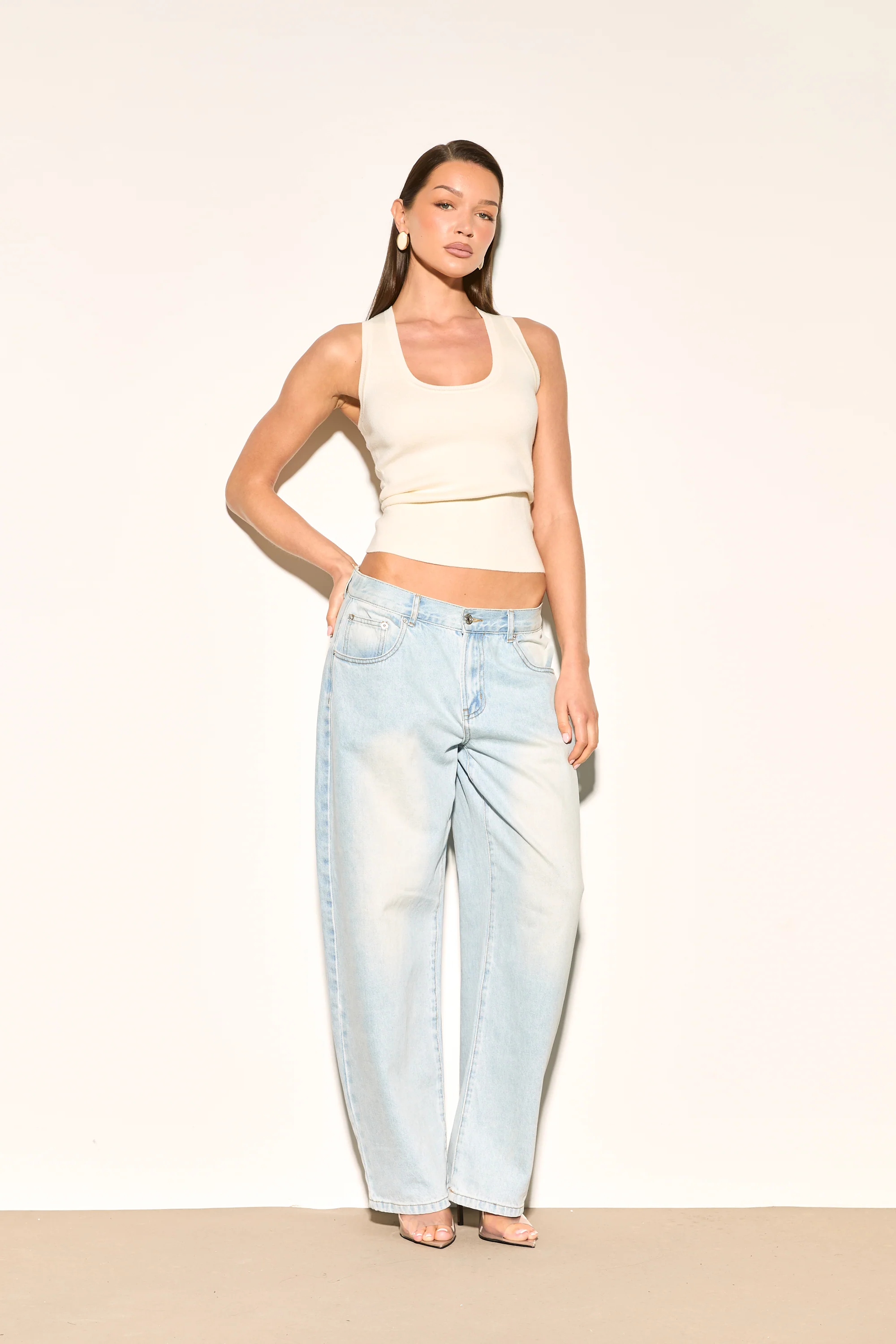 TIA Cream Knit Tank Top - Image 4